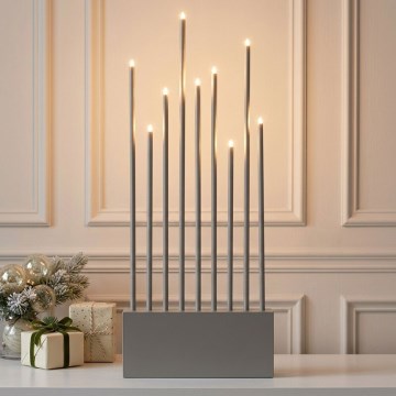 Eglo - Portavelas de Navidad 9xE5/0,6W/230/12V gris