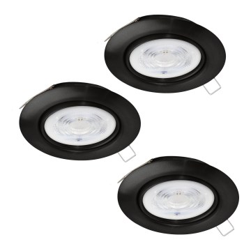 Eglo - SET 3xLED Lámpara empotrable de baño 1xGU10/4W/230V IP44 negro