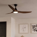 Eglo - Ventilador de techo LED 19 W/230 V 3000/4000/5000 K Ø 132 cm marrón + mando a distancia