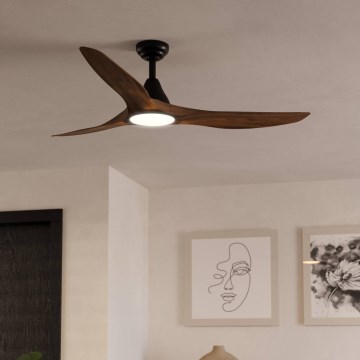 Eglo - Ventilador de techo LED 19 W/230 V 3000/4000/5000 K Ø 132 cm marrón + mando a distancia