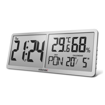 ELDONEX ECL-1110-SL - Reloj digital de pared TimeCheck 4xAA plateado