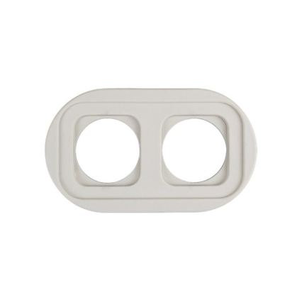 Elhard - Doble toma de corriente doméstica de cerámica de estilo retro con marco SCHUKO 230V blanca