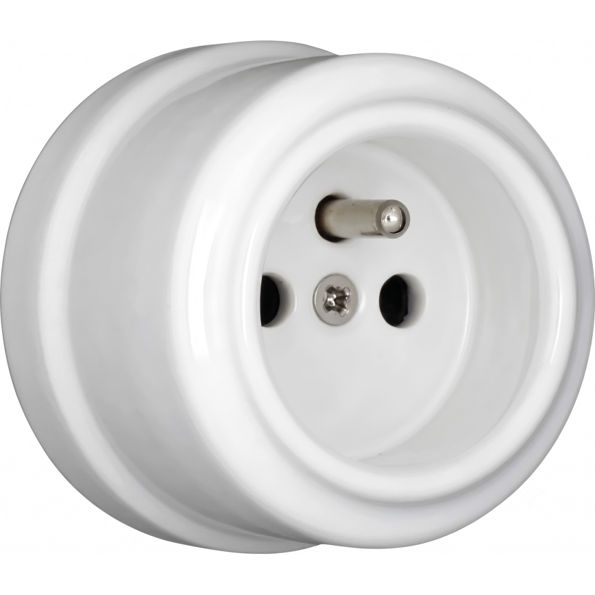 Elhard - Enchufe de pared doble de cerámica estilo retro para uso doméstico con marco 230V blanco