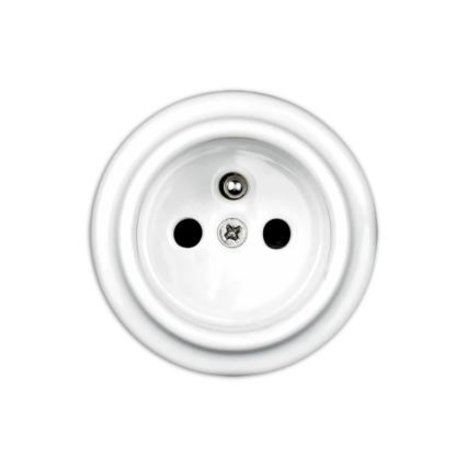 Elhard - Enchufe de pared doble de cerámica estilo retro para uso doméstico con marco 230V blanco