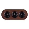 Elhard - Enchufe doméstico retro cerámico triple con marco 230V negro/madera oscura