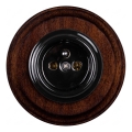 Elhard - Enchufe doméstico retro de cerámica con marco 230 V negro/madera oscura