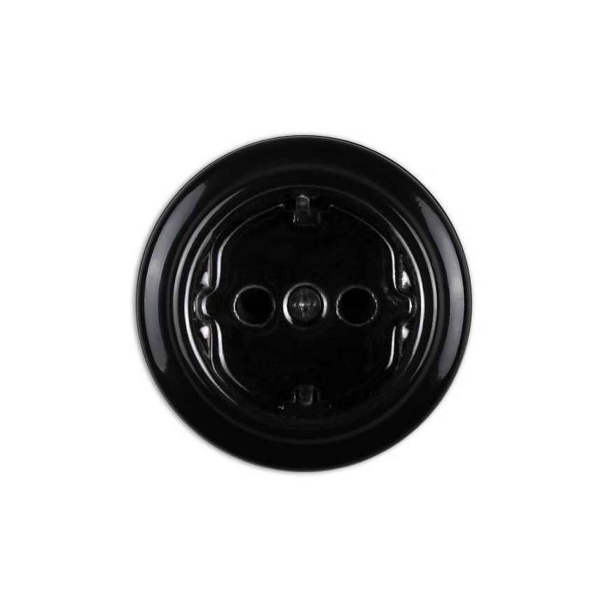 Elhard - Enchufe doméstico retro de cerámica SCHUKO 230V, negro