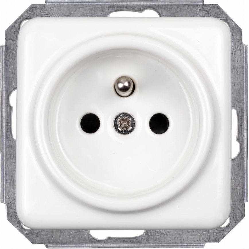 Elhard - Enchufe doméstico retro doble de cerámica con marco, 230 V, blanco