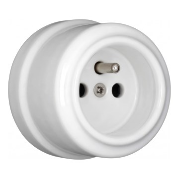Elhard - Enchufe mural cerámico de estilo retro para hogar, 230 V, blanco