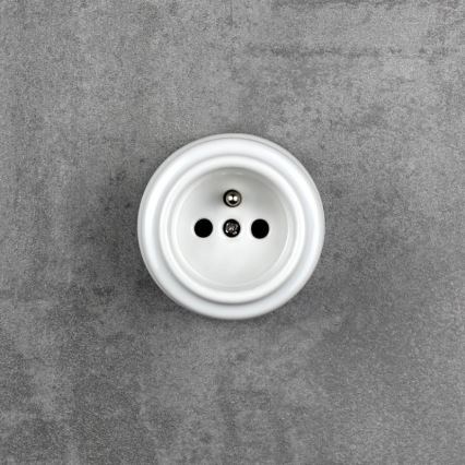 Elhard - Enchufe mural cerámico de estilo retro para hogar, 230 V, blanco