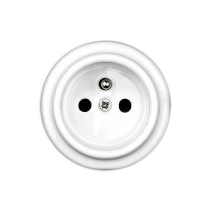 Elhard - Enchufe mural cerámico de estilo retro para hogar, 230 V, blanco