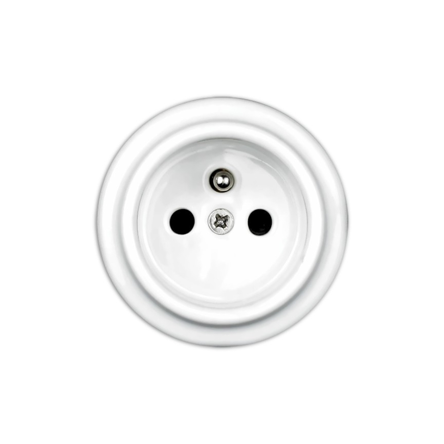 Elhard - Enchufe mural cerámico de estilo retro para hogar, 230 V, blanco