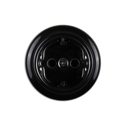 Elhard - Enchufe mural cerámico retro SCHUKO 230 V, negro