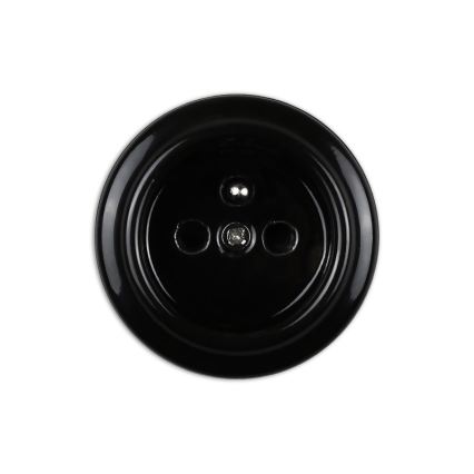 Elhard - Enchufe mural doble retro de cerámica para uso doméstico con marco, 230 V, negro