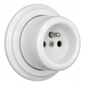 Elhard - Enchufe mural retro de cerámica para uso doméstico con marco 230V, blanco