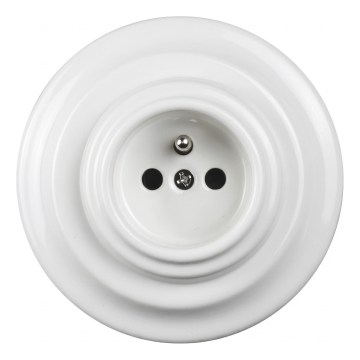Elhard - Enchufe retro de cerámica para uso doméstico con marco 230V blanco