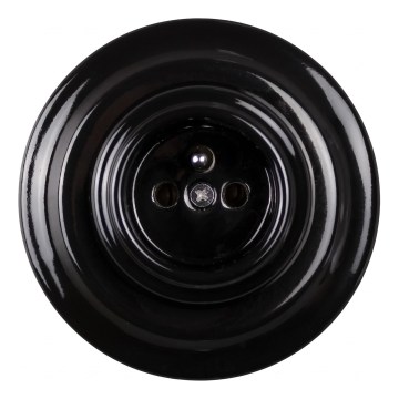 Elhard - Enchufe retro de cerámica para uso doméstico con marco 230V negro