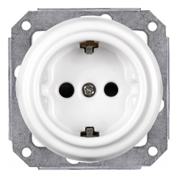 Elhard - Enchufe retro de cerámica para uso doméstico SCHUKO 230V sin marco, blanco