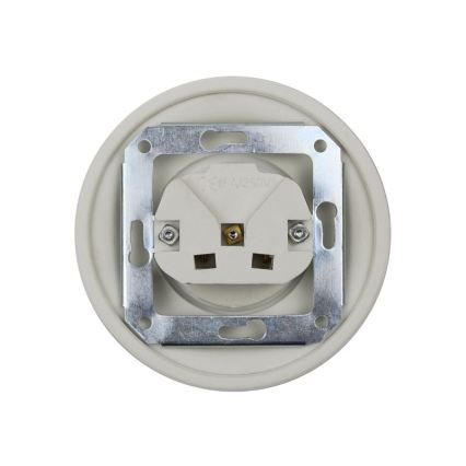 Elhard - Enchufe retro de cerámica para uso doméstico SCHUKO 230V sin marco, blanco