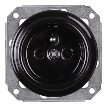 Elhard - Enchufe retro de cerámica para uso doméstico sin marco, 230 V, negro