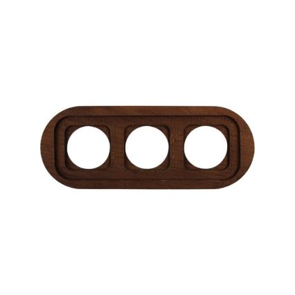 Elhard - Enchufe doméstico retro triple de cerámica con marco SCHUKO 230V negro/madera oscura