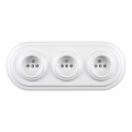 Elhard - Enchufe triple cerámico de estilo retro para uso doméstico con marco 230V blanco