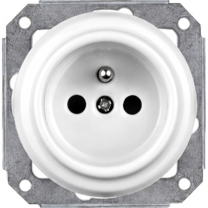 Elhard - Enchufe triple cerámico de estilo retro para uso doméstico con marco 230V blanco