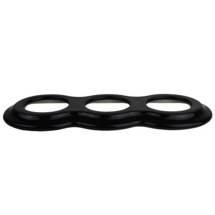 Elhard - Enchufe triple cerámico de estilo retro para uso doméstico con marco SCHUKO 230V negro