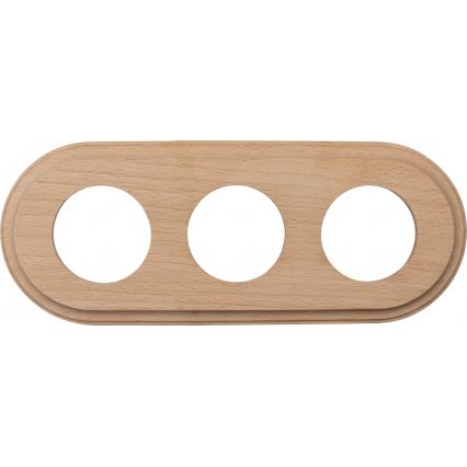 Elhard - Toma de corriente triple cerámica de estilo retro para uso doméstico con marco SCHUKO 230V blanco/madera clara