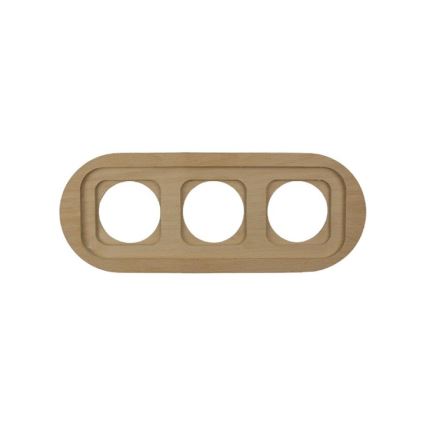 Elhard - Toma de corriente triple cerámica de estilo retro para uso doméstico con marco SCHUKO 230V blanco/madera clara