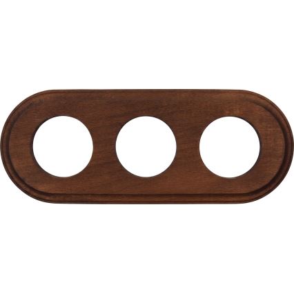 Elhard - Enchufe triple de cerámica de estilo retro para uso doméstico con marco 230V blanco/madera oscura