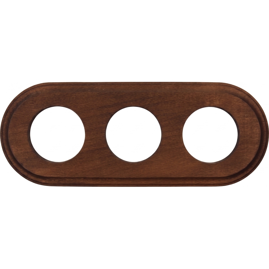 Elhard - Enchufe triple de cerámica de estilo retro para uso doméstico con marco 230V blanco/madera oscura