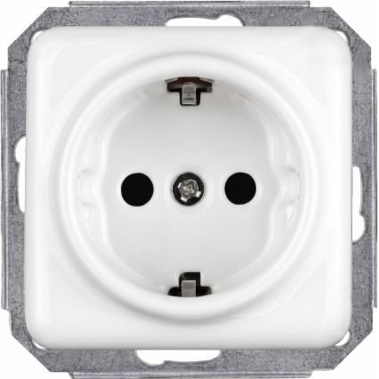 Elhard - Interruptor unipolar retro de cerámica n.º 1 y enchufe SCHUKO 230V con marco blanco