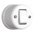 Elhard - Interruptor cruzado retro de cerámica para pared con tecla ancha, n.º 7, blanco
