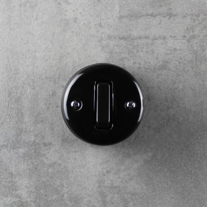 Elhard - Interruptor de escalera cerámico retro n.º 6 negro