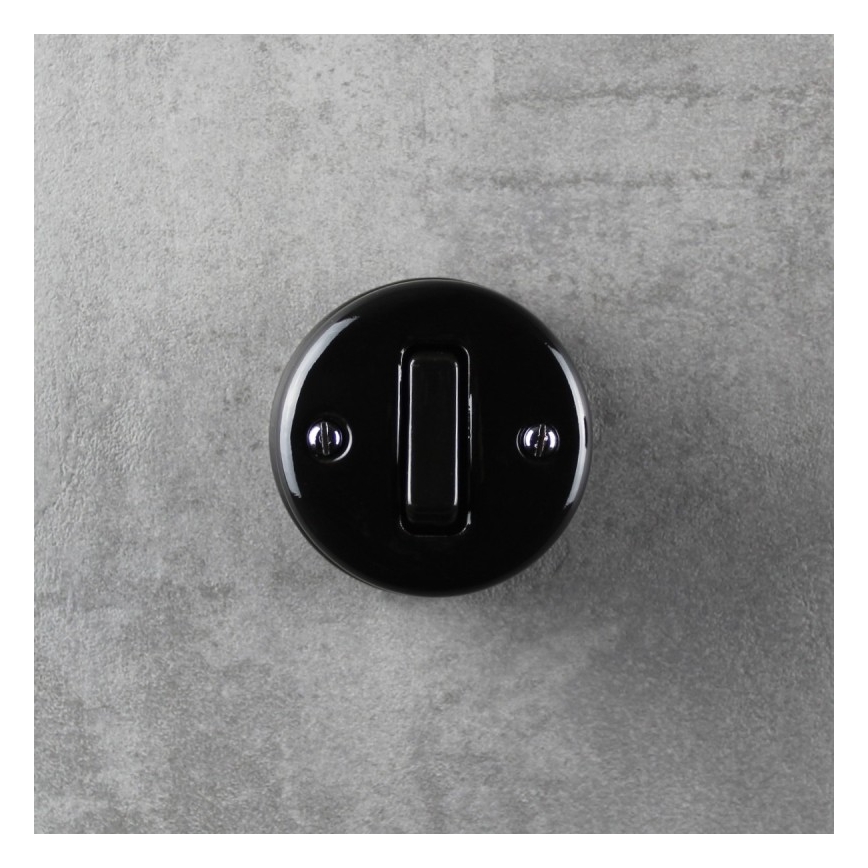 Elhard - Interruptor de escalera cerámico retro n.º 6 negro