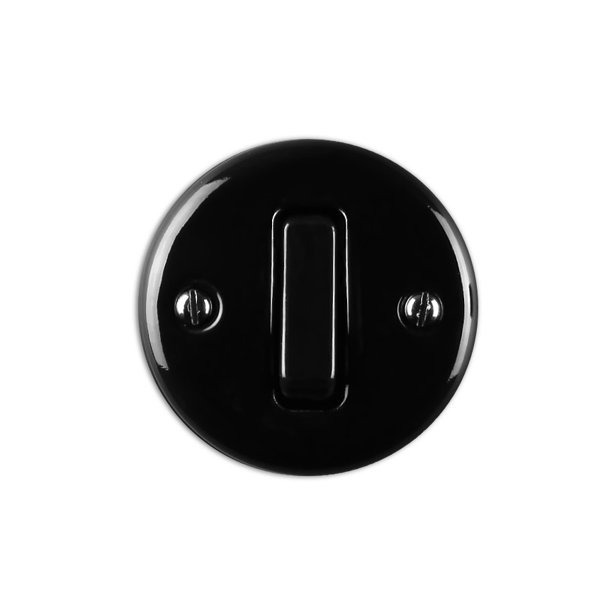 Elhard - Interruptor de escalera cerámico retro n.º 6 negro
