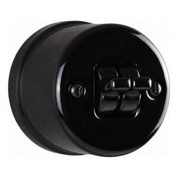 Elhard - Interruptor de pared cerámico de estilo retro con palanca n.º 5, negro