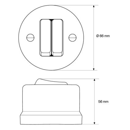 Elhard - Interruptor de pared retro de cerámica doble para escalera, n.º 6+6, negro