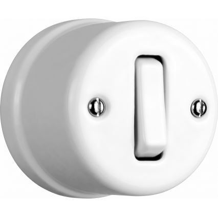 Elhard - Interruptor de pared retro doble de cerámica con marco n.º 1, blanco