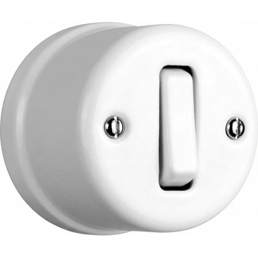 Elhard - Interruptor de pared retro doble de cerámica con marco n.º 1, blanco