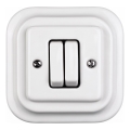 Elhard - Interruptor doble para escalera de cerámica de estilo retro con marco nº 6+6, blanco