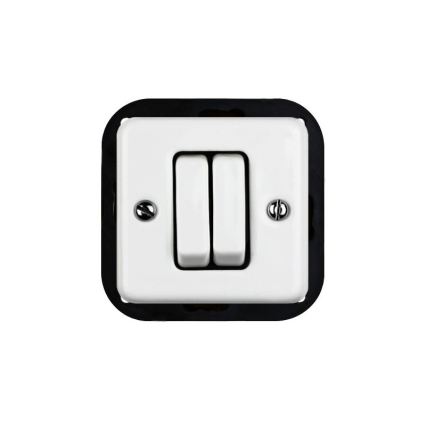 Elhard - Interruptor doble para escalera de cerámica de estilo retro con marco nº 6+6, blanco