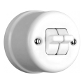 Elhard - Interruptor doble para escalera de cerámica estilo retro con palanca n.º 6+6, blanco