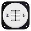 Elhard - Interruptor doble retro de cerámica para escalera con palanca sin marco n.º 6+6 blanco