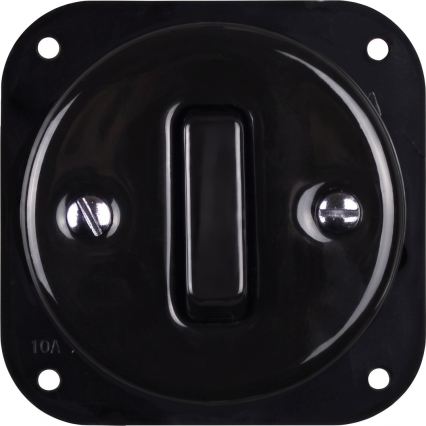Elhard - Interruptor retro de cerámica č. 1 y enchufe 230V con marco, negro