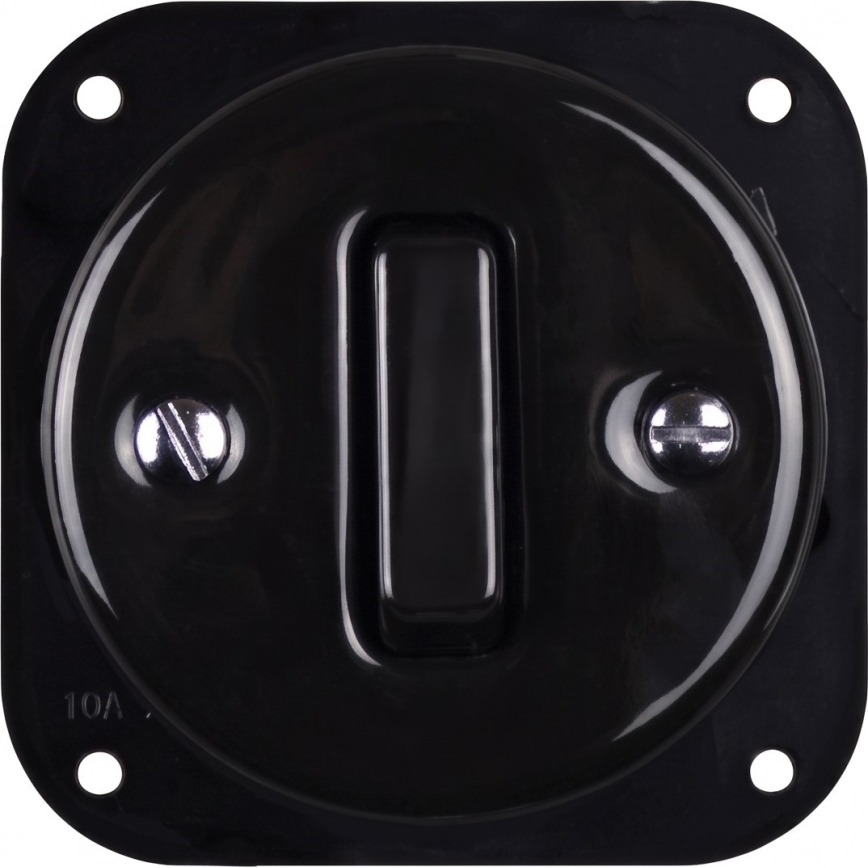 Elhard - Interruptor retro de cerámica č. 1 y enchufe 230V con marco, negro