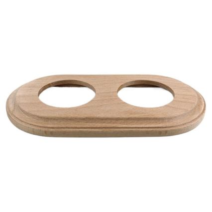 Elhard - Interruptor retro de cerámica č. 1 y enchufe 230V con marco SCHUKO negro/madera clara