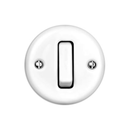 Elhard - Interruptor retro de cerámica para escalera n.º 6, blanco