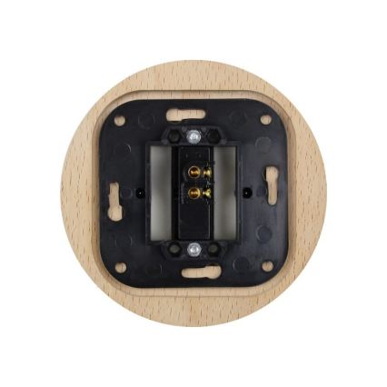 Elhard - Interruptor retro de cerámica sencillo con marco č. 1 blanco/madera clara